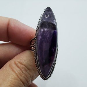 Natural Amethyst Lace Ring - 925 Stamped